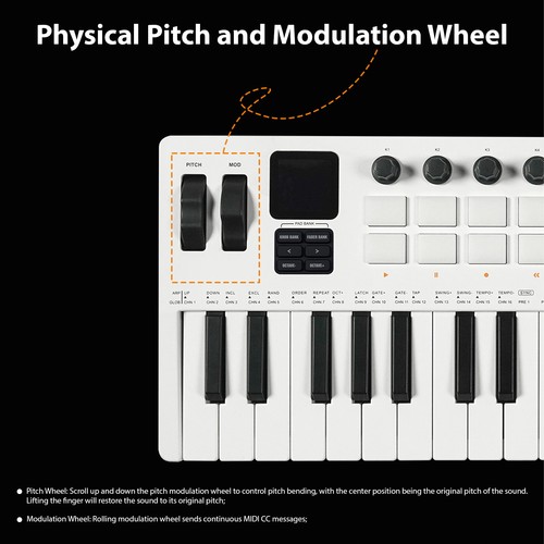 M-VAVE MIDI Keyboard 37-Key With Velocity Sensitivity 16 RGB Backlit Drum JRMH - Picture 22 of 24