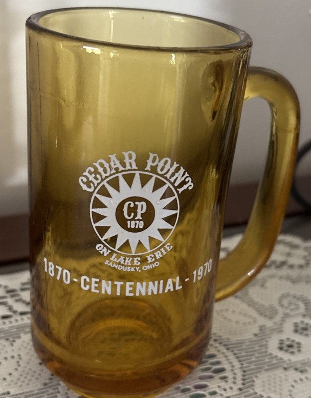 Vtg Cedar Point CP NOS 1970 Centennial Amusement Theme Park Souvenir Glass Mug
