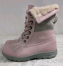 UGG Butte II Light Pink Rubber Waterproof Insulated Shearling Boots Kids Size 1
