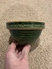 Vintage McCoy Pottery Sunburst Crock Bowl Green Glazed Yellow Ware 5 3/8”