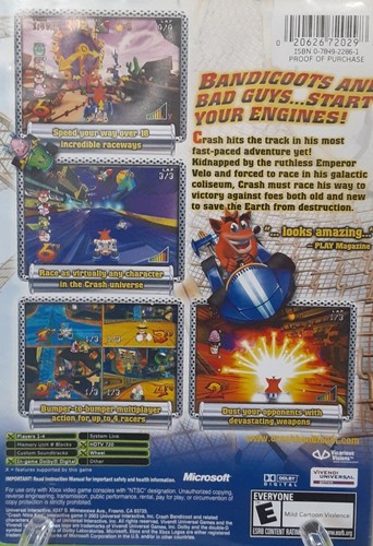 Crash Nitro Kart "Crash Bandicoot" (Microsoft Xbox, 2003) Complete W/ Manual - Picture 7 of 10