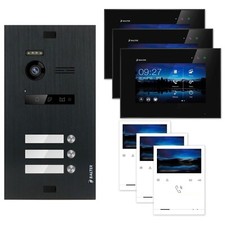 BALTER EVO Czarny Quick + 7" Wideodomofon LCD Zestaw do domu 3 rodzinnego