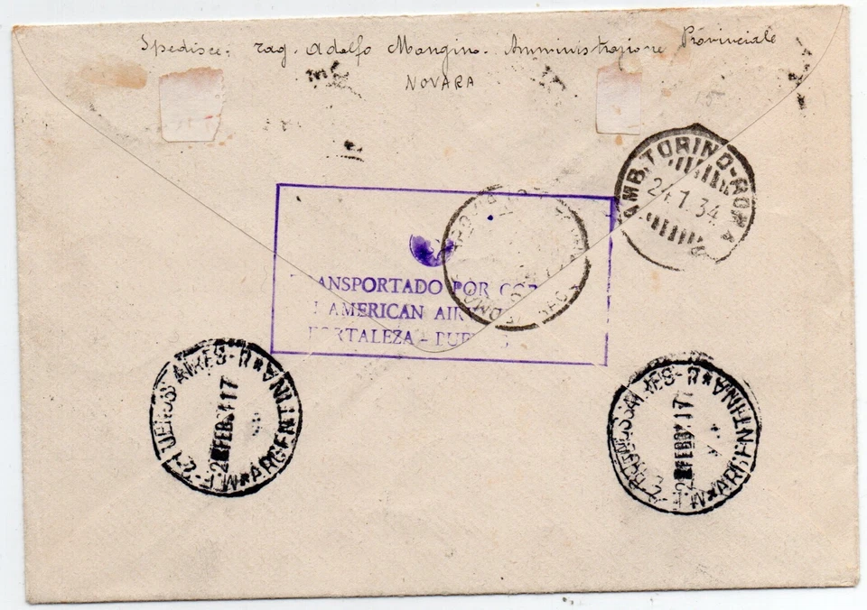 1934 I° Volo diretto da Roma Buenos Aires serie completa + compl. - Immagine 2 di 2