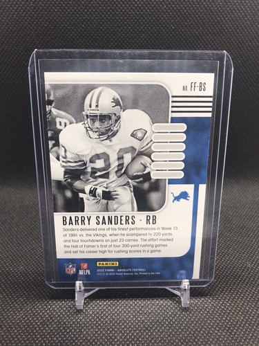 2020 Absolute Football Fantasy Flashback Barry Sanders #FF-BS Foil Insert - Picture 3 of 3