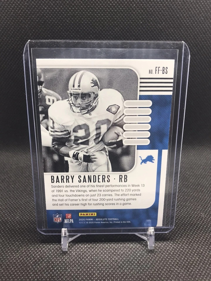 2020 Absolute Football Fantasy Flashback Barry Sanders #FF-BS Foil Insert - Image 3 of 3