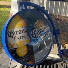 Corona Extra Beer Double Sided Light Up Lighted Sign W/ Mounting Bracket Bar