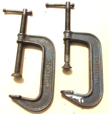 2 Vintage USA Made Adjustable Clamp 5'' C-Clamp Super Strength Tools