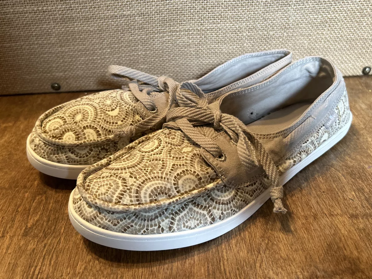 SANUK Pair O Sail Prints Natural Multi Radio Love Boat Shoes