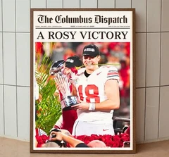Ohio State Buckeyes 2025 Rose Bowl "A Rosy Victory"  Newspaper Poster