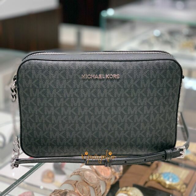 Michael Kors Jet Set MK Signature Crossbody Bag, Large - Black for
