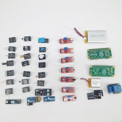 AS IS Raspberry Pi Zero v1.1 Lot Assorted attachments LEDs adafruit lipo