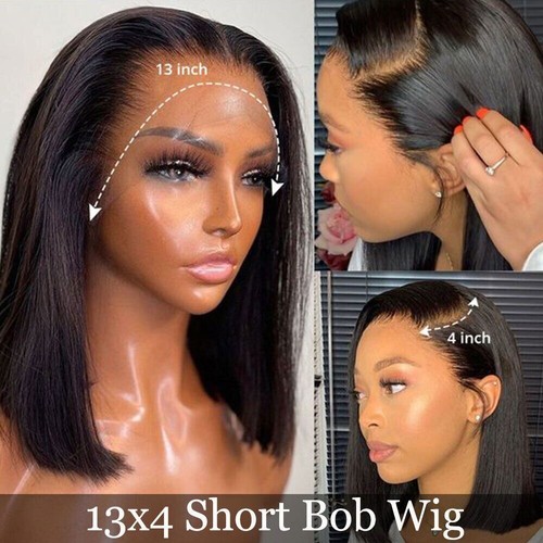 Peluca de cabello humano Bob pelucas de cabello brasileño liso 13x4 encaje frontal peluca corta - Imagen 5 de 15