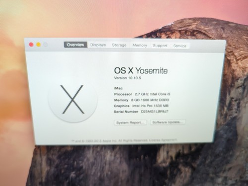 Apple iMac 2013 A1418 21.5" i5-4570R 2.7ghz/8GB RAM/250GB SSD /10.10 OS (*READ)- - Picture 3 of 10