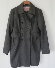 Maria Wool Blend Coat Gray Double Breasted Pockets Size M(fits Us S)