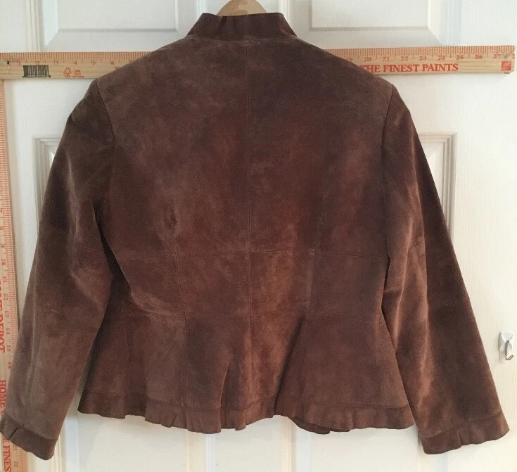 Chaqueta de gamuza marrón PP Jones New York para mujer Foto 4 de 4