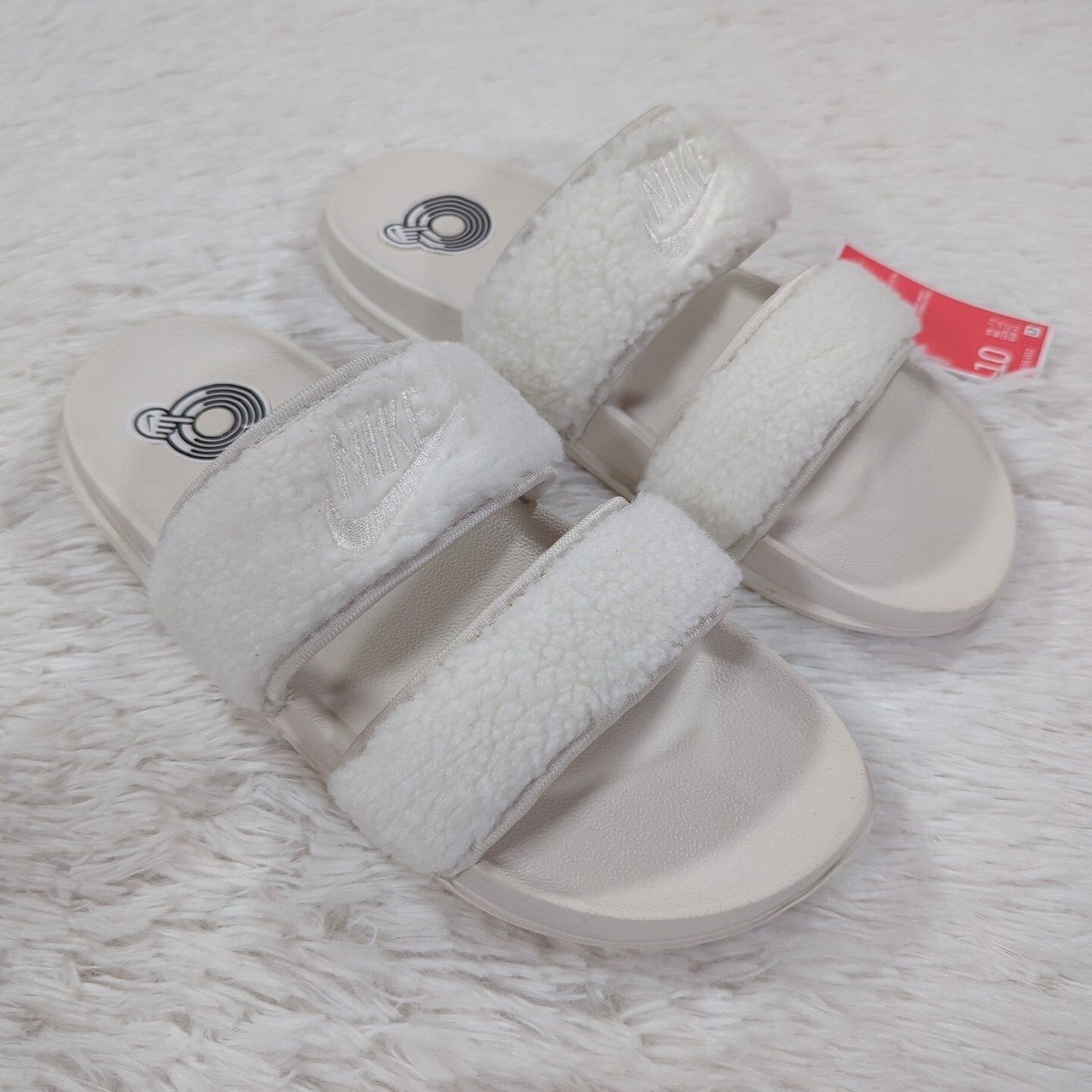 Nike Off Court Duo Sherpa Slide Sandals White Woman's Size 10