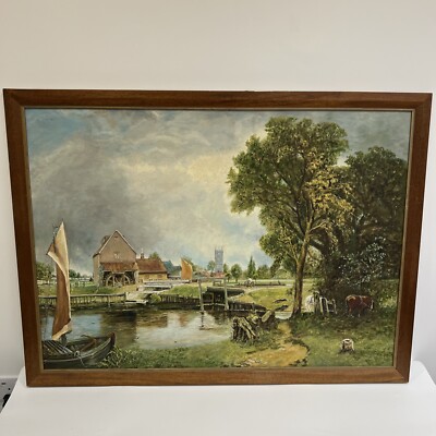 John Constable The Mill Of Dedham By H Joyce Oil On Board Large Size Framed 