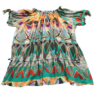 Sacred Threads Womens Top One Size Colorful Psychedelic Sheer Tie-Sleeve Hippie