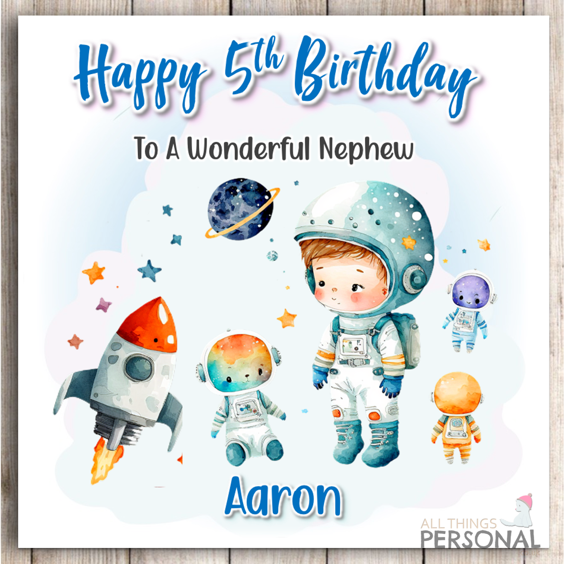 4th 5th 6th 7th 8 Astronaut Birthday Card Son Grandson Nephew Space Personalised