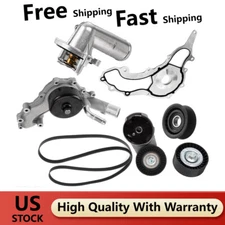 Engine Water Pump + Thermostat + Belt Tensioner Kit For Chrysler Dodge Jeep 3.6L