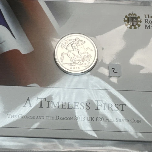 2013 GEORGE AND THE DRAGON 0.999 FINE SILVER TWENTY £20 POUND  15.71 Gram OGP