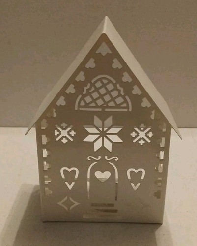 Casa Tealight Avon Navidad Metal Blanco con Tealight Nueva en Caja - Imagen 3 de 14