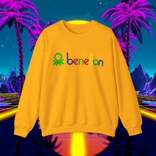 Custom Benetton vintage 1980s design sweatshirt Unisex men women 90s sweater - Picture 12 of 36