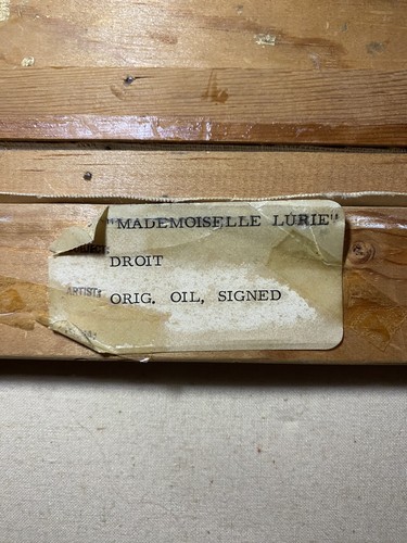 Droit Oil Painting On Canvas "Mademoiselle Lurie" Framed 19 1/4" x 23 1/4" - Picture 21 of 24