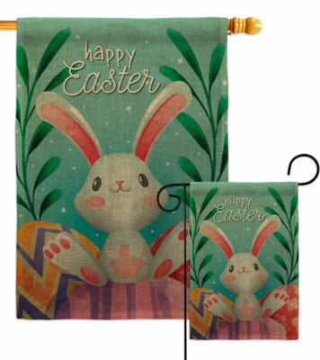 Colorful Easter Eggs Burlap Garden Flag Spring Decorative Gift Yard House Banner