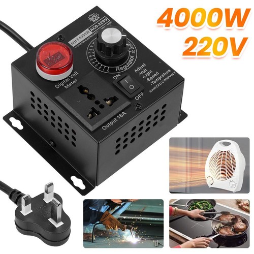 UK Plug AC 220V 4000W Variable Voltage Regulator Volt Speed Motor Fan Controller - Picture 10 of 11