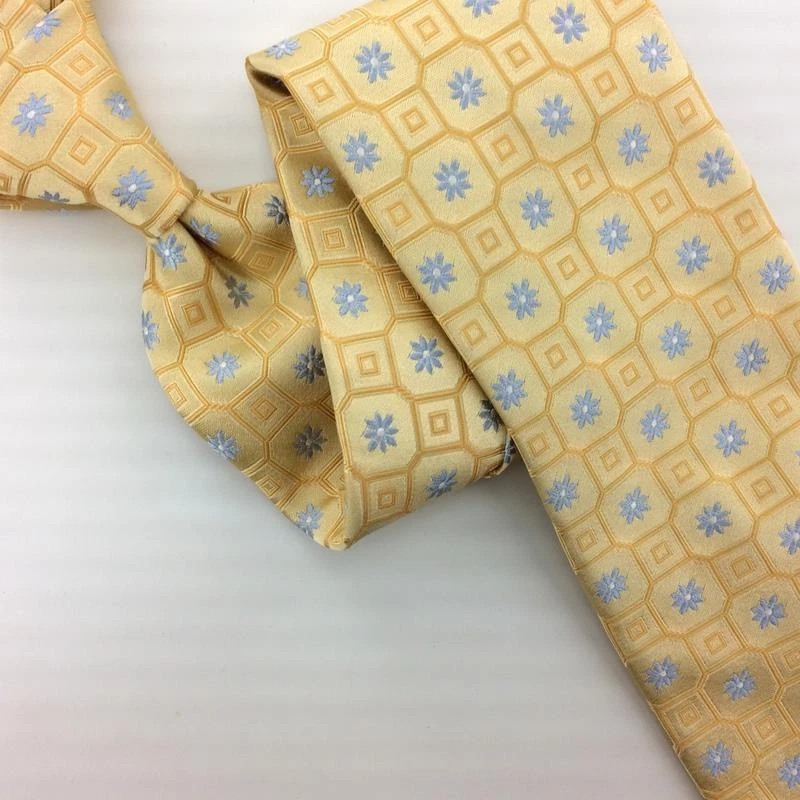 IKE BEHAR New York USA Tie Yellow/Gold/Gray Floral Luxury Necktie Silk Ties L3 - Image 3 of 4