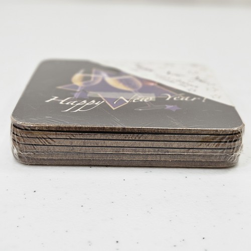 Happy New Year Set of 6 Corkback Coasters Sealed Champagne Glass Celebration New - Picture 6 of 13