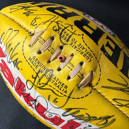 SIGNED ESSENDON FOOTBALL CLUB AFL YELLOW LEATHER SHERRIN BALL JOBE WATSON No.4 - 第 5/12 張圖片