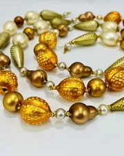 Mercury Glass Christmas Garland Fruit Nuts Pine Cones Berries Radko? 6' RARE