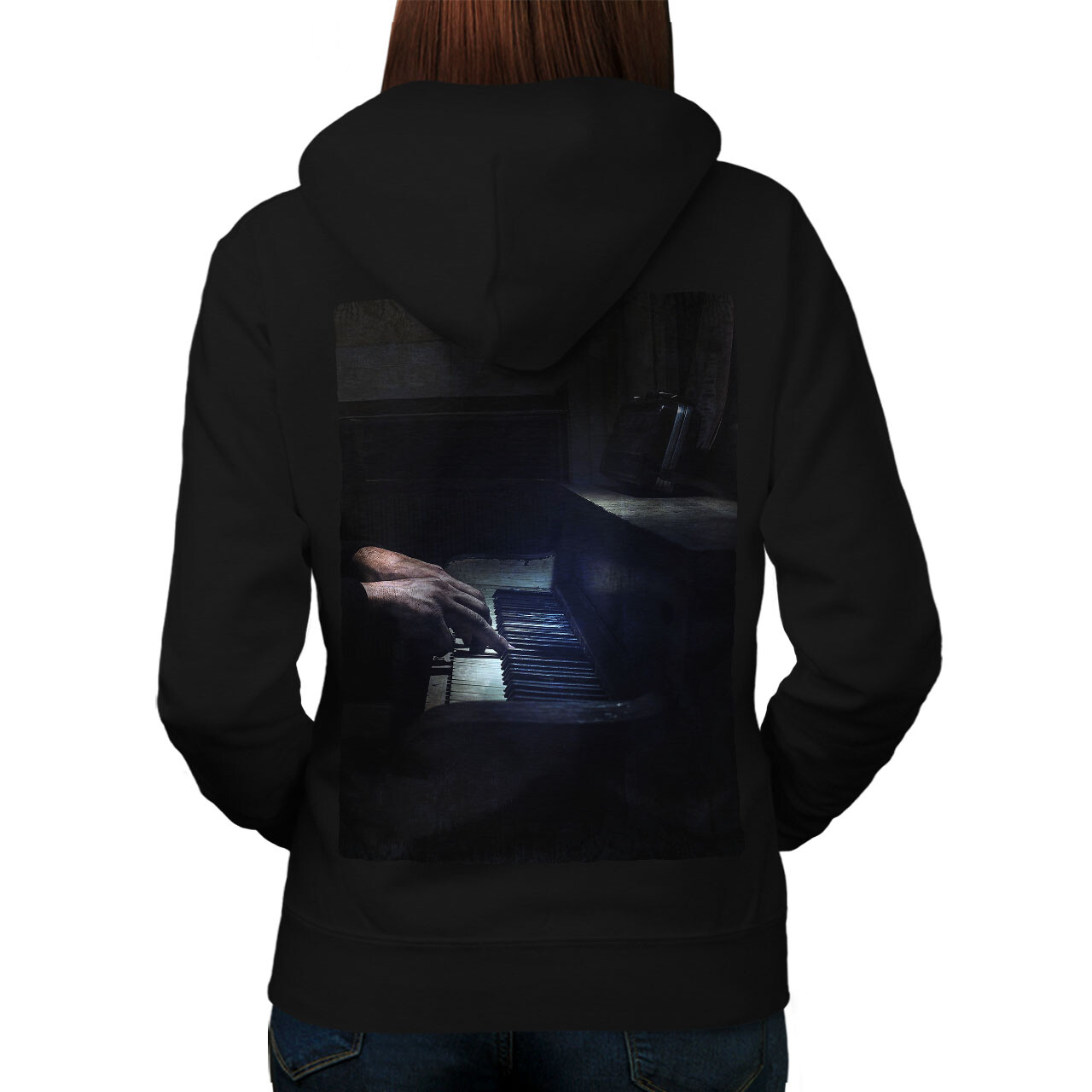 Wellcoda Photo Music Piano Music Womens Hoodie Back