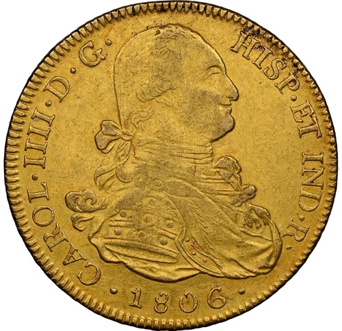 Bolivia - 1806-PTS PJ - CARLOS IV - 8 Escudos - NGC AU Details - LOW MINTAGE 38K