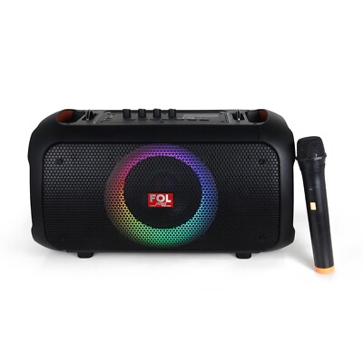 portable party speakers Bluetooth rechargeable 50w light RGB carrying strap 