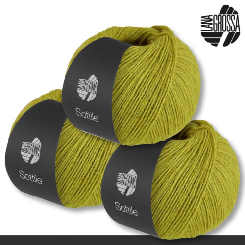 Lana Grossa 3 x 50 g Sottile Netzgarn Baumwolle Merino Wolle Stricken 18 Farben - Bild 26 von 37