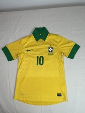 Neymar Jr #10 Brazil Soccer Nike 2014-15 Gold Home Stadium Jersey Men's L
