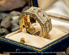 Diamond Men's Wedding Band Ring 14K Yellow Gold Plated 3Ct Round Cut Lab Created