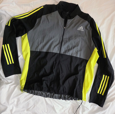 Adidas Colorblock Running Full-Zip Jacket Gray/Black/Yellow Men's 2XL NWOT