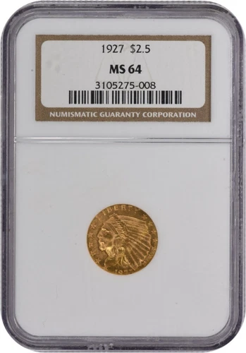 1927 $2.50 Gold Indian MS64 NGC