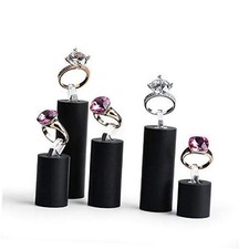 Black Acrylic Ring Display Stand 7 Piece Acrylic Cylinder Ring Display