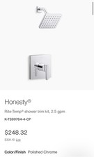 Kohler K-TS99764-4-CP Honesty Rite-Temp Shower Trim Kit 2.5 GPM Polished Chrome
