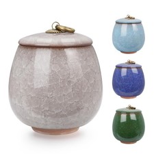 Ceramic Small Urn for Human Ashes 3.15in Ice Crack Design - Keepsake