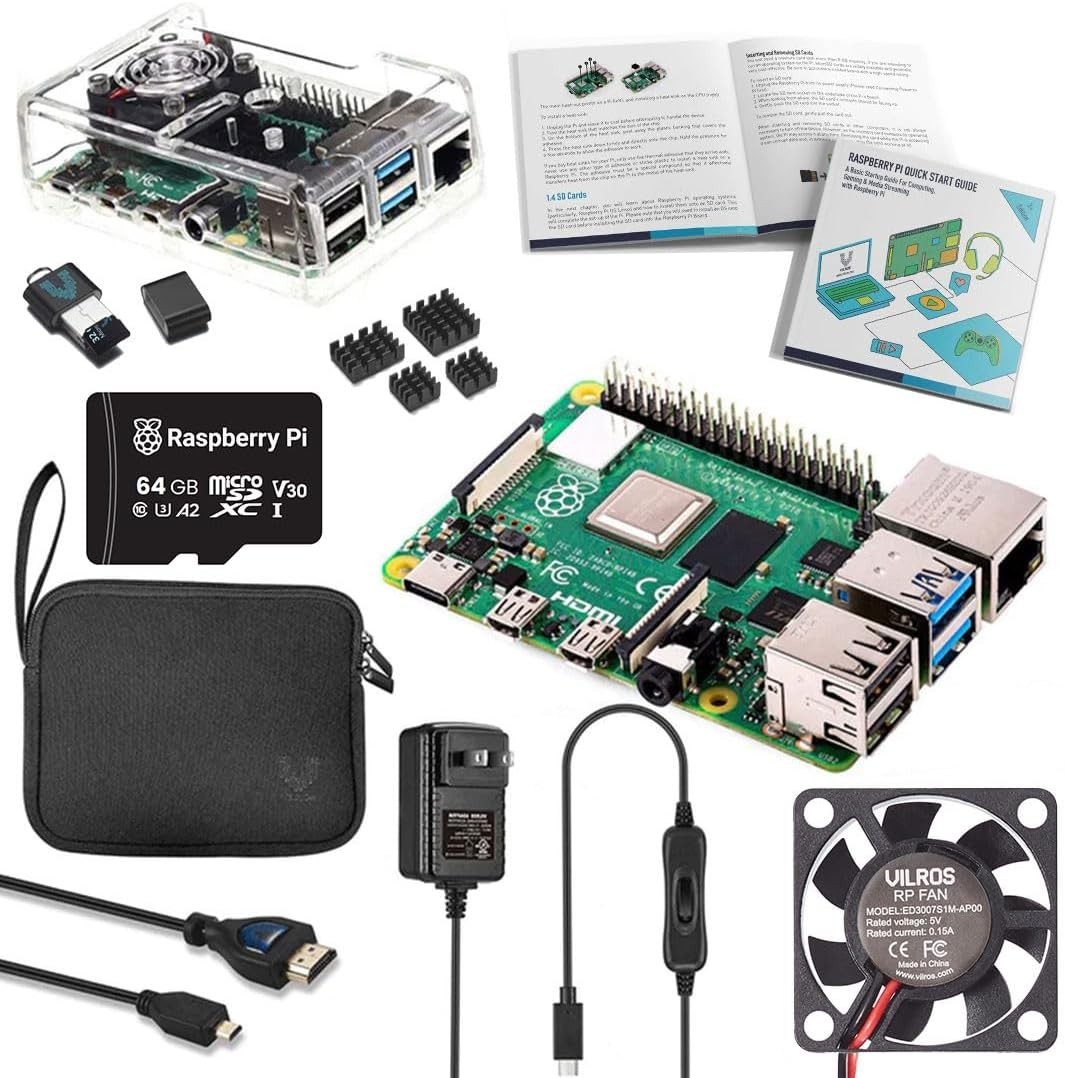 All-in-One Raspberry Pi 4 Kit: 4GB RAM, Clear Case & Comprehensive