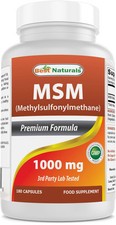 Best Naturals MSM 1000 mg 180 Capsules Non GMO Gluten Free Made in USA