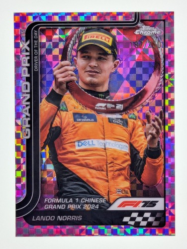 2025 Topps Chrome Formula 1 F1 Lando Norris Pink Checker Flag Refractor /250 126