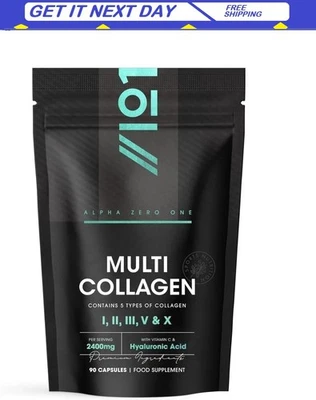 REVIVE NATURALS Multi Collagen 2400Mg – Types I, II, III, V & X – 90 Capsules – Wild Caught Mari