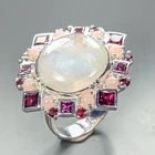 Popular ring 18 ct Natural Moonstone Ring 925 Sterling Silver Size 8 /R466461